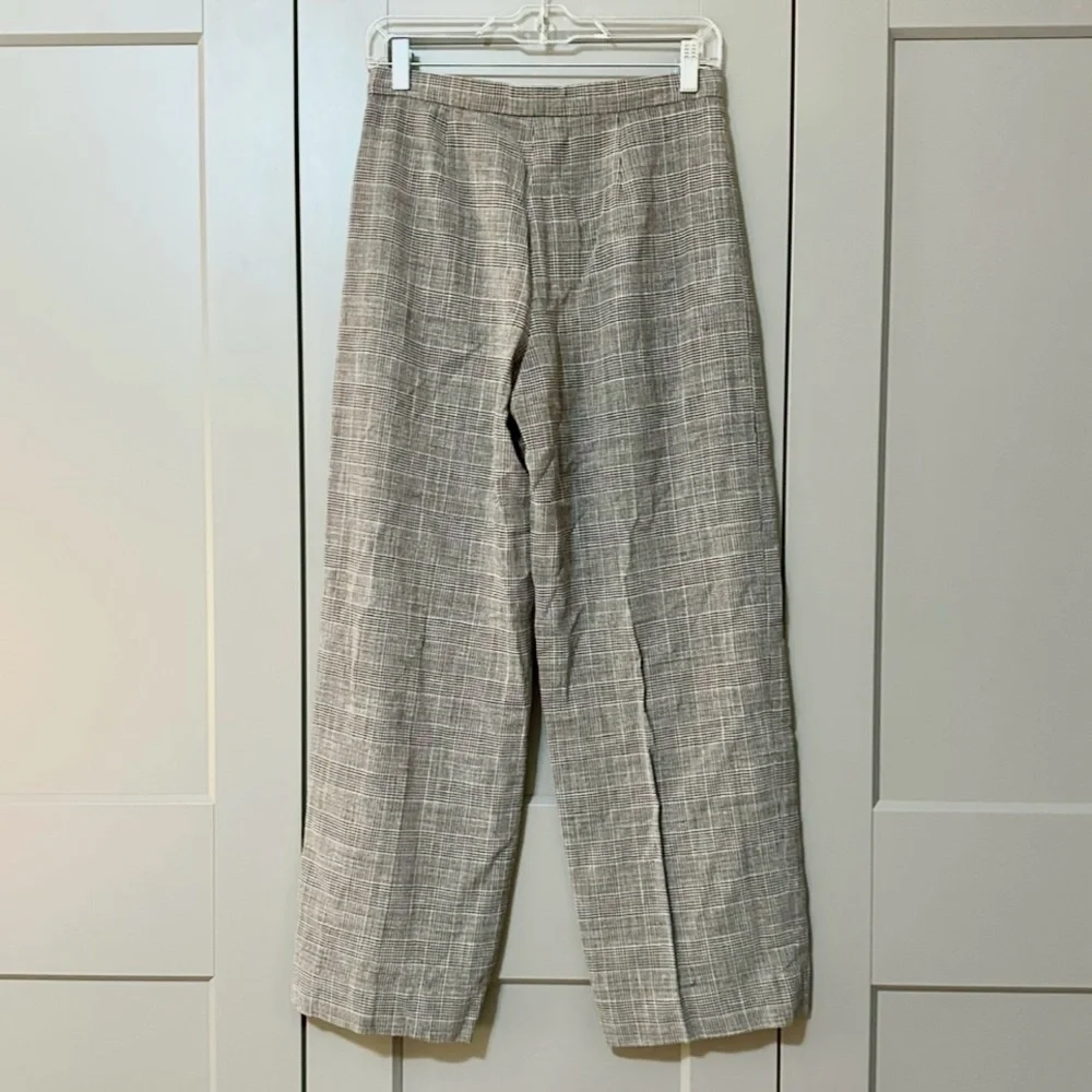 Vintage 90s Armani Collezioni Wool/Linen Trouser Pants Tan/Black Women’s Size 6 - Picture 2 of 11